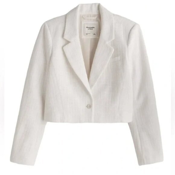 Abercrombie & Fitch white tweed cropped jacket size small - Picture 8 of 8